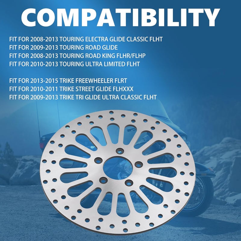 OTINUBEE 11.8'' Brake Rotor Front Disc Compatible with Harley Davidson Road Glide, Touring Road King, Street Glide, Ultra Limited, Trike Freewheeler Street Glide Update 420 Stainless Steel Brake Disc - Image 2